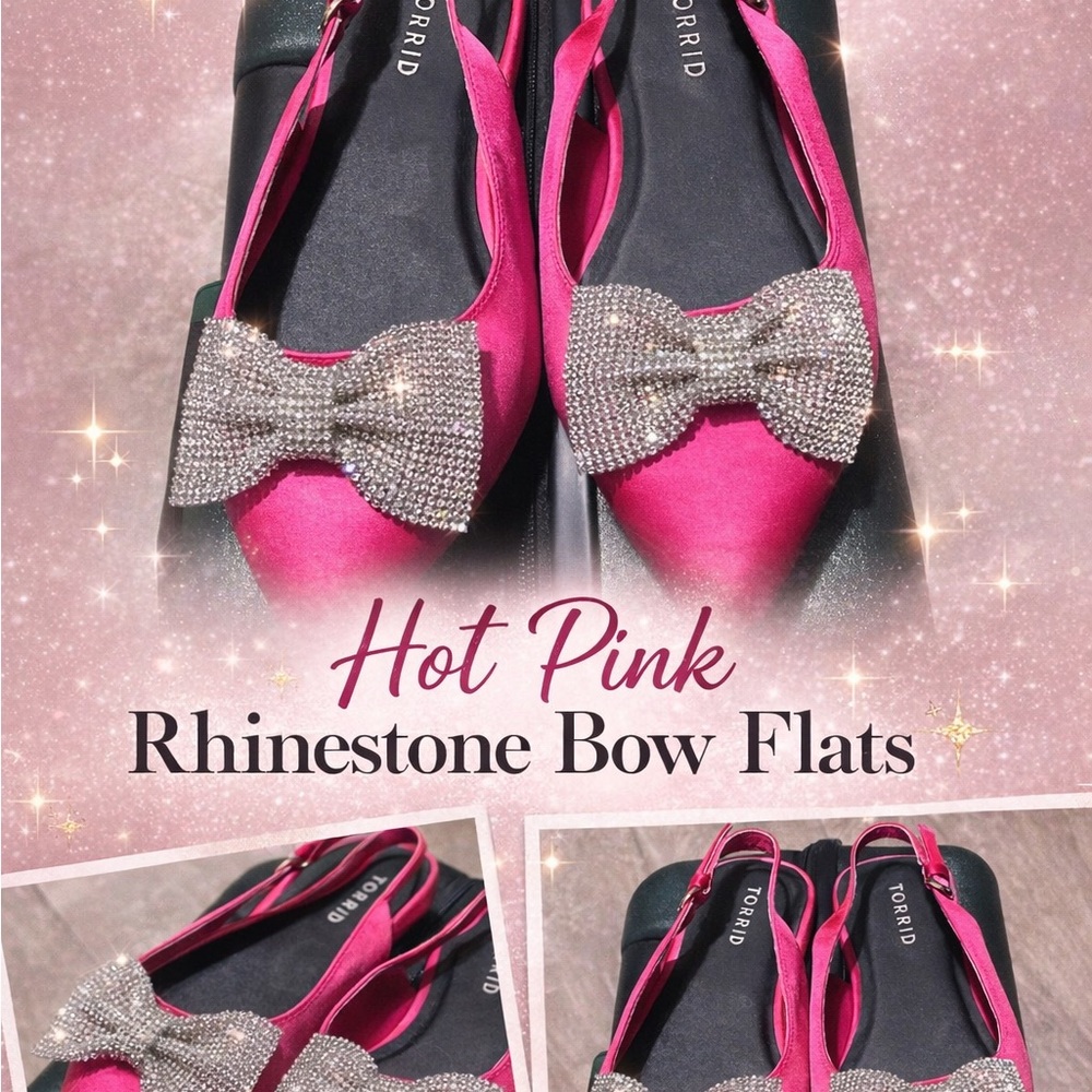 torrid Hot Pink Rhinestone Bow Slingback Flats